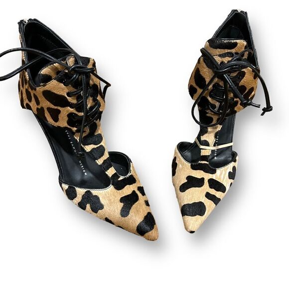 Revolve Giuseppe Zanotti FRIDA Leopard Cheetah Print Lace Up Stiletto - Picture 4 of 13